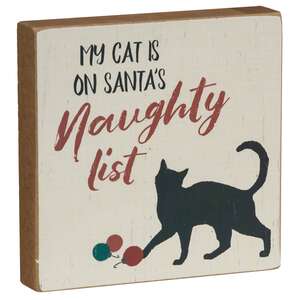 My Cat Is On Santa's Naughty List Square Block