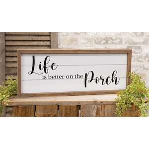 Life Is Better on the Porch Framed Shiplap Sign