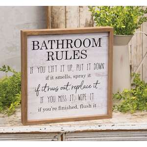 Bathroom Rules Distressed Look Framed Sign