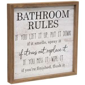 Bathroom Rules Distressed Look Framed Sign