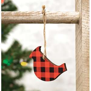 Red & Black Plaid Cardinal Ornament
