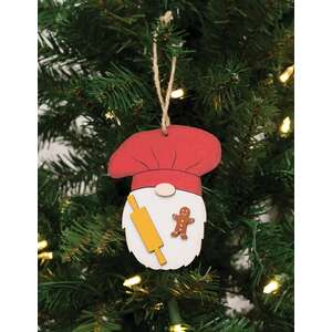 Wooden Baking Gnome Ornament