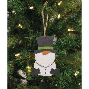 Wooden Snowman Gnome Ornament