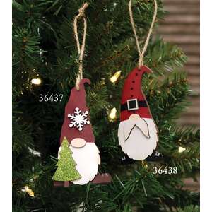 Wooden Santa Gnome Ornament
