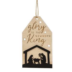 Let Us Adore Him Silhouette Wooden Tag Ornament, 2 Asstd.