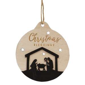 Christmas Blessings Silhouette Bulb Ornament, 2 Asstd.