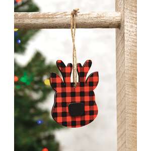 Red & Black Plaid Reindeer Head Ornament