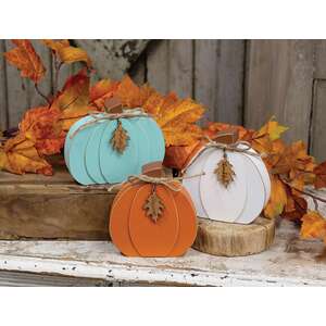 Fall Word Tag Chunky Pumpkin, 3 Asstd.