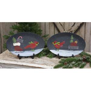 North Pole Express Cardinal Oval Plate, 2 Asstd.