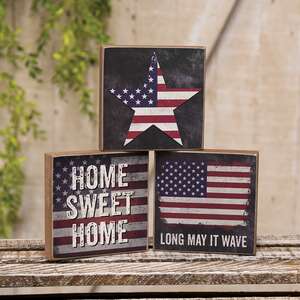 Long May It Wave Square Block Sign - 3 Asstd.