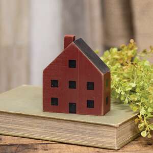 Primitive Burgundy Wood House Block