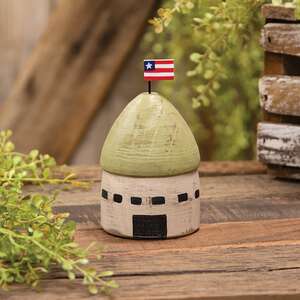 Distressed Carved Wood Americana Silo