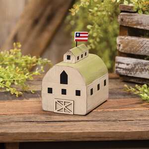 Distressed Carved Wood Americana Barn