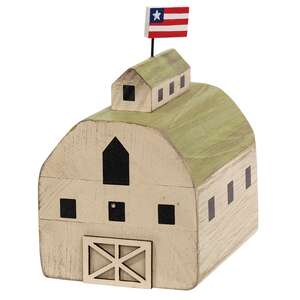 Distressed Carved Wood Americana Barn