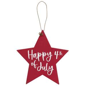 Fourth of July Wooden Star Ornament - 3 Asstd.