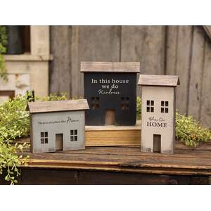 Home Sentiment Primitive Wooden House Sitter - 3 Asstd.