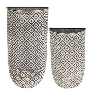 Shabby Chic Round Geometric Wall Buckets, 2/Set 54148;