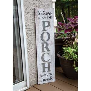 Welcome Sit On The Porch Distressed Wood Sign