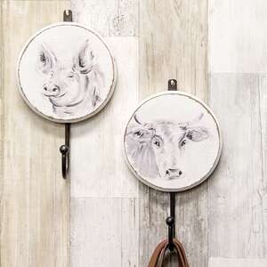 Wooden Farmhouse Cow Wall Hook 65219;