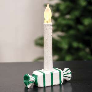Green and White Striped Candy Taper Holder 65401Green and White Striped Candy Taper Holder 65401;