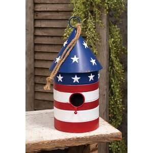 Distressed Metal Americana Firecracker Birdhouse
