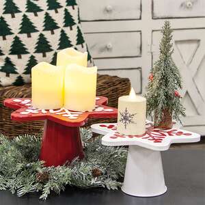 Distressed Metal Snowflake Risers, 2/Set 70208;