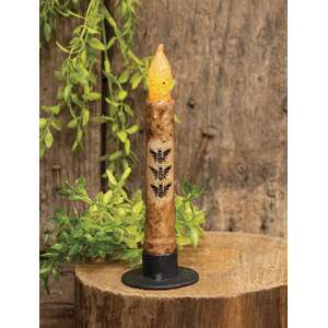 Three Bees Burnt Ivory Timer Taper 6"
