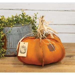 Orange Burlap Patches Pumpkin, 15"