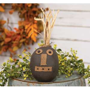 Primitive Black Pumpkin Face