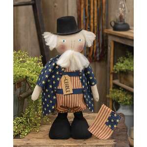 Stuffed Standing Uncle George Doll with Flag