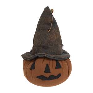 Grungy Stuffed Witchy Jack O Lantern Head Sitter