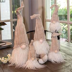 Bottle Topper Plush Beige Gnome w/Ribbed Hat ADC3051;