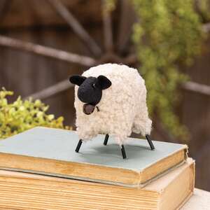 Stuffed Standing Primitive Jingle Bell Sheep - 3.5"H