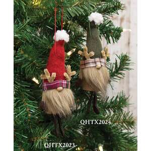 Green Reindeer Gnome Felted Ornament