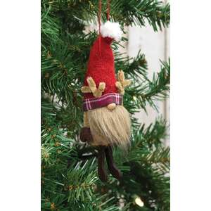 Red Reindeer Gnome Felted Ornament