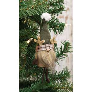 Green Reindeer Gnome Felted Ornament