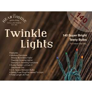 Twinkle Lights, Multi-Colored / 140 Count - Green Cord