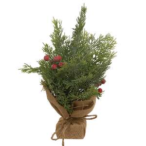 Mini Sugar Berry Pine Tree w/Burlap Base, 12"H 18274;