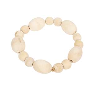 Natural Wood Oval Bead Candle Ring 36127;