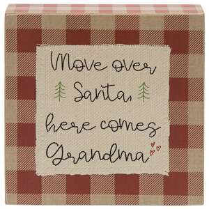 Move Over Santa Plaid Box Sign, 3 Asstd.