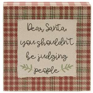 Move Over Santa Plaid Box Sign, 3 Asstd.