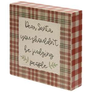 Move Over Santa Plaid Box Sign, 3 Asstd.