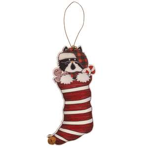 Kitty Jingle Bell Stocking Ornament, 2 Asstd.