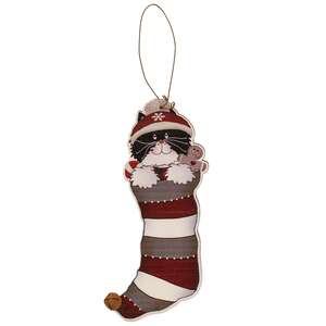 Kitty Jingle Bell Stocking Ornament, 2 Asstd.