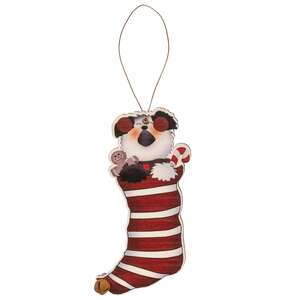 Puppy Jingle Bell Stocking Ornament, 2 Asstd.