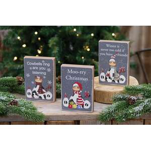 Moo-rry Christmas Block, 3 Asstd.
