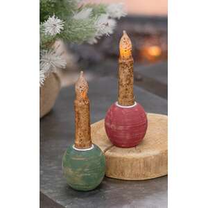 Red or Green Distressed Round Taper Holder, 2 Asstd.