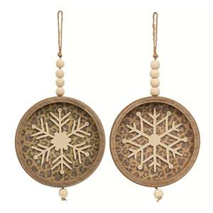 Cheetah Print Snowflake Shadowbox Hanger, 2 Asstd. 36255;