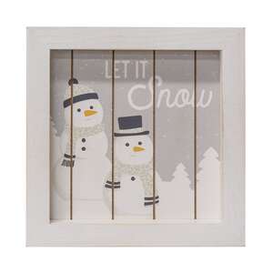Let It Snow Framed Shiplap Snowman Sign 36261;