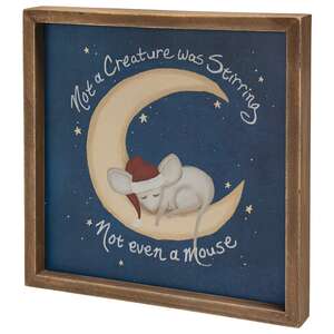 Not A Creature Was Stirring Mouse on the Moon Framed Sign